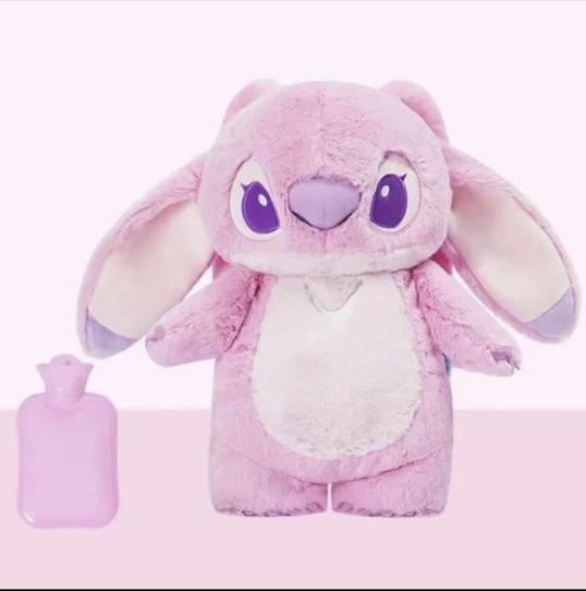 Anime St-it-ch and An-gel Plush with a Bottle for hot Water Filling