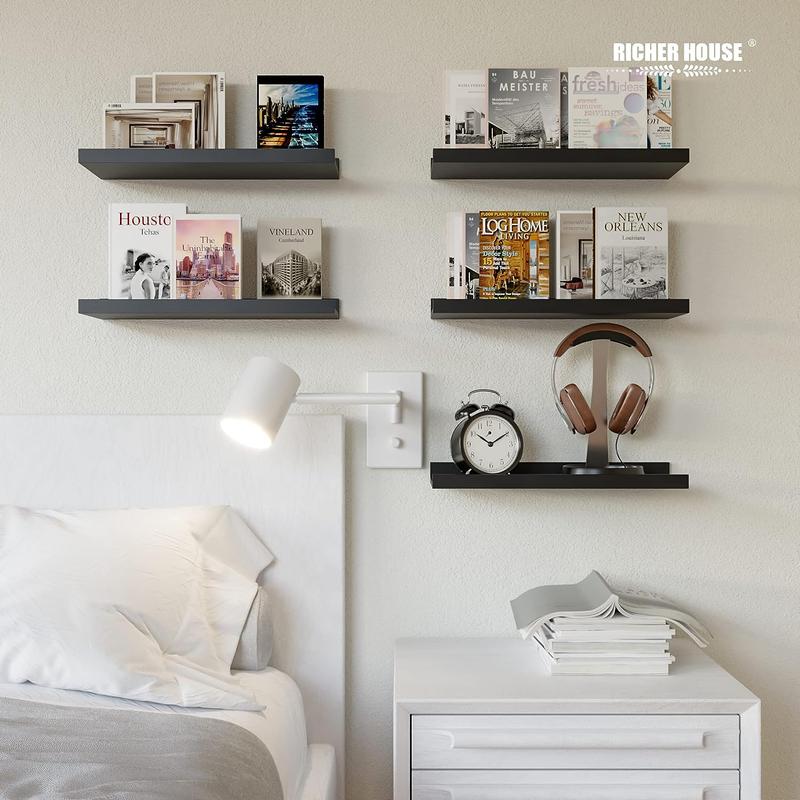 5 Set Floating Wall Mounted Shelves | Black