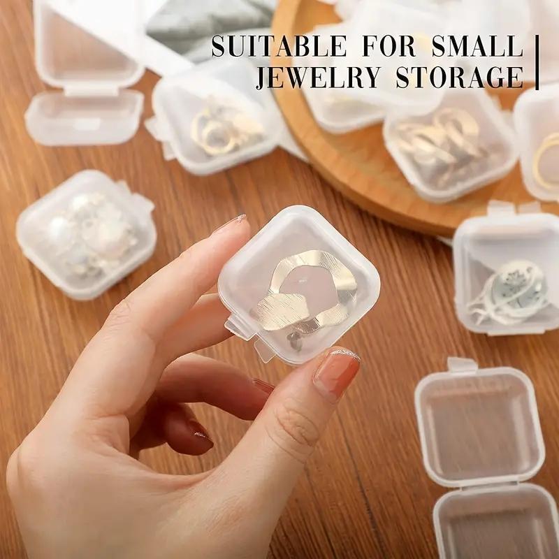 20pcs Mini Portable Jewelry Storage Box, Square Clear Jewelry Organizer With Lid, Dustproof Container For Earring Necklace Ring Jewelry, Home Organizer Supplies, Fall Decor