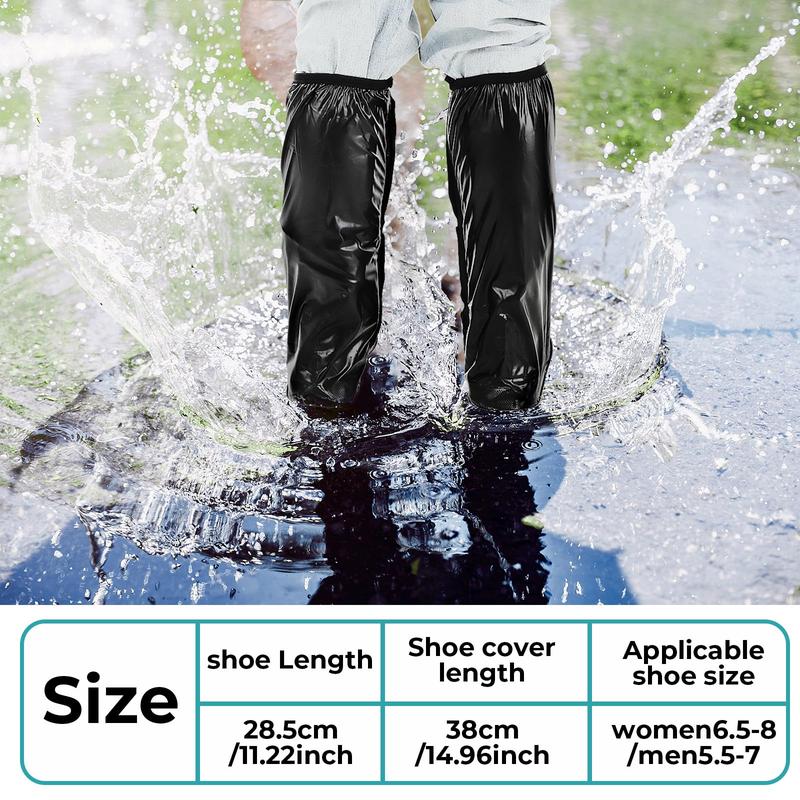 Waterproof Rain Boot Shoe Covers, Reusable & Foldable Waterproof Rain Overshoes with Non-Slip Sole Full-Length Rain Boots Protective Gear with Zipper for Men and Women(L)