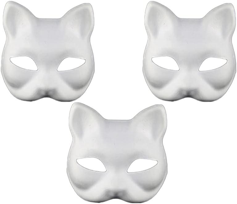 Mask, 3 count Therian  White   Blank DIY Halloween Mask  Half Facemasks Masquerade  Party