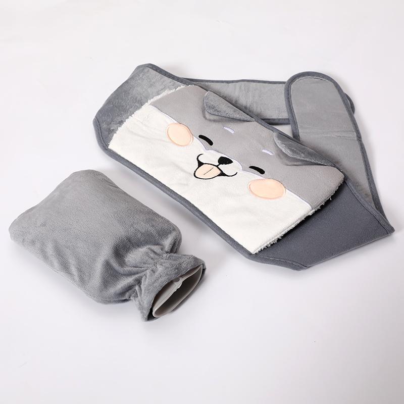 Hot Water Bag & Plush Cover & Waist Belt, 3 Counts Cute Cartoon Dog Pattern Portable Heating Bag, Warm Water Bag for Home & Office Use, Winter Essentials