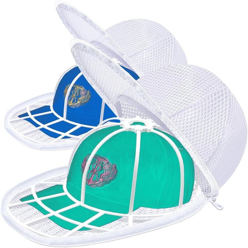 Hat Washer Cage - Hat Cage for Washing, Hat Cleaner Laundry Wash Bags for Baseball Caps (2 Pack Black with Bags)