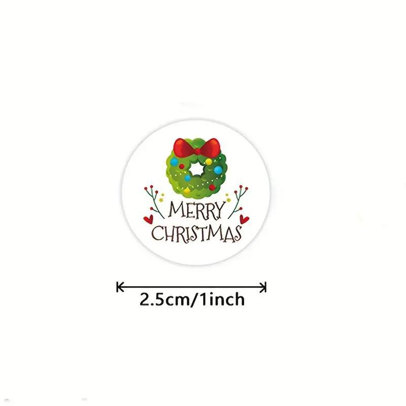 Merry Christmas Themed Sticker (500pcs roll), Self Adhesive Decorative Sticker, DIY Decals for Water Bottle, Laptop, Phone Case, Scrapbooking, Journal Making, Christmas Gift