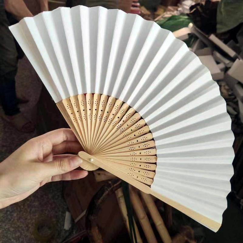 Chinese Style Foldable Paper Fan, Classic Hand Fan for Wedding, Party, Banquet, Home Decor Supplies