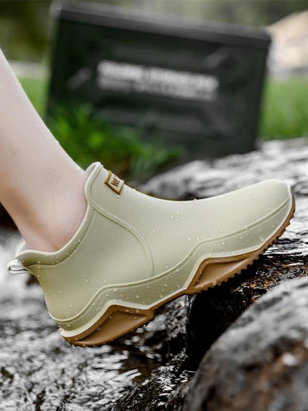 Women's Fashionable Solid Color Rain Boots, Casual Comfortable Waterproof Anti-slip Rain Boots for Outdoor Work, Female All-match Round Toe Shoes for Daily Wear