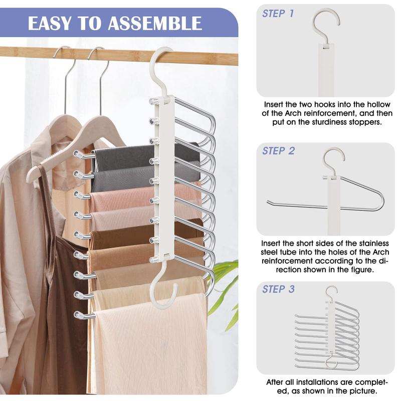 Room Decor 9 Layer Pants Hanger, Space Saving Hanger, Multifunctional Pants Storage Rack, Closet Organizer for Pants Jeans Leggings Trousers Skirts, Summer Gift, Summer Essentials, Bedroom Furniture Decorative Accessories, Fall Decor, Birthday Gifts