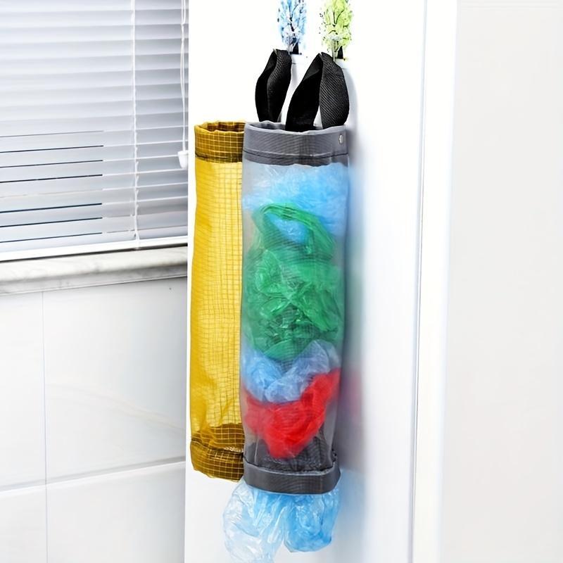 Household Multi-purpose Hanging Storage Basket, 1 Count Random Color Plastic Bag Storage Bag, Nylon Hanging Storage Organizer for Kitchen