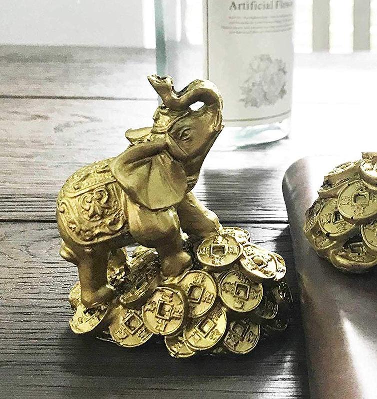 Feng Shui Money Elephant Lucky Figurine Decor Ornaments