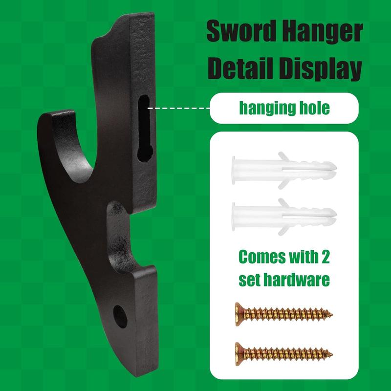 Sword Holder Wall Mount 1-Tier Hook Katana Holder Adjustable Display Hanger for Samurai Sword Tanto Rapier light saber Cosplay Blade Tanjirou Demon Slayer Weapon Rack