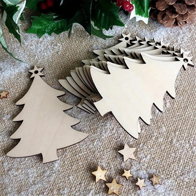 Wooden Christmas Tree Hanging Ornament, 10pcs set DIY Wooden Christmas Tree Hanging Decoration, DIY Decorative Craft for Home Party Festival