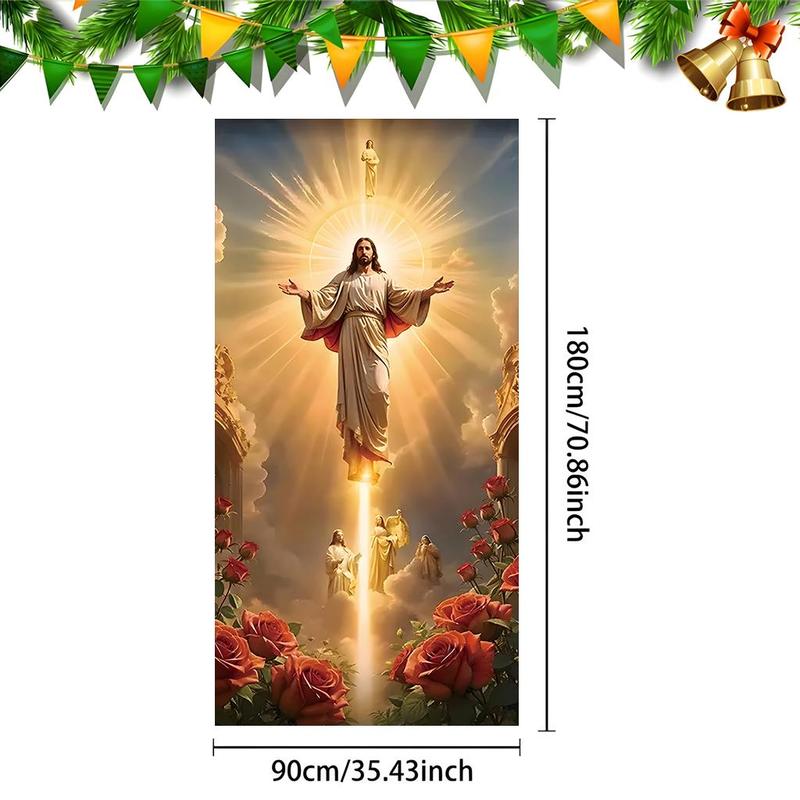 Jesus Pattern Door Banner, 1 Count Christmas Themed Door Hanging Banner, Door Decoration for Home Living Room Bedroom, Party Supplies