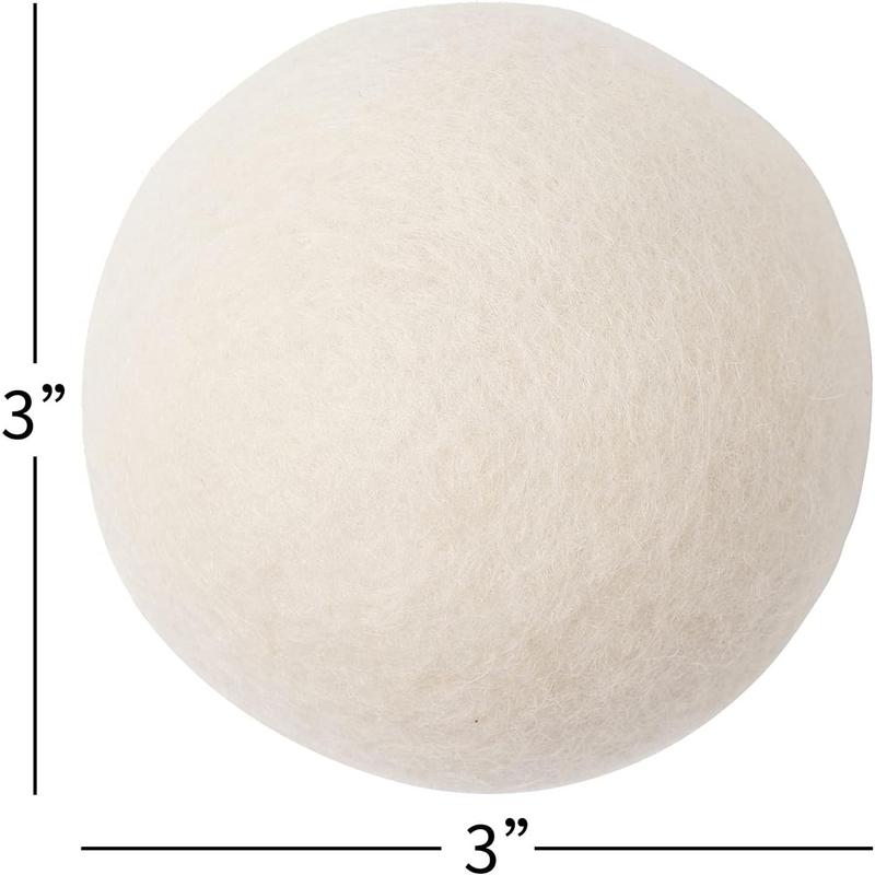 Wool Dryer Balls 3Pack,Natural Fabric Softener 100% Organic Premium XL New Zealand Wool,Reusable, Reduces Clothing Wrinkles, Saving Energy & Time, White 3 Count (Pack of 1)