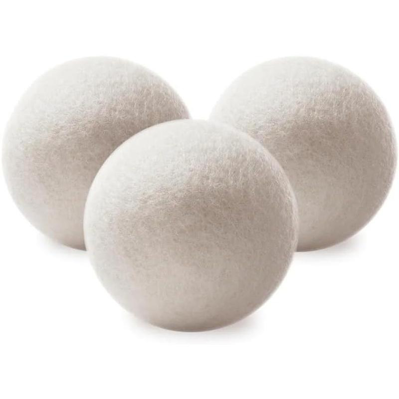 Wool Dryer Balls 3Pack,Natural Fabric Softener 100% Organic Premium XL New Zealand Wool,Reusable, Reduces Clothing Wrinkles, Saving Energy & Time, White 3 Count (Pack of 1)