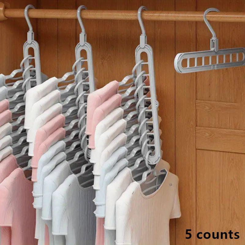 Space Saving Clothes Hanger, 5 Counts Durable Clothes Hanger, Clothes Organizer for Home Bedroom Wardrobe, Home Organizer