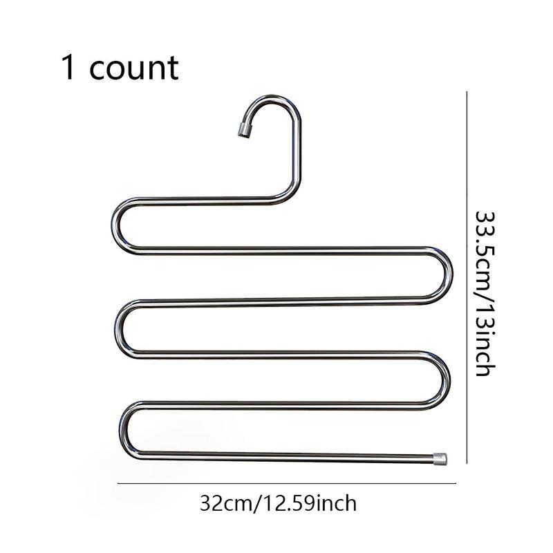 Multifunction Pants Hanger, 1 Count Stainless Steel Clothes Hangers, S-shaped Multi-layer Clothes Hanger for Home Use