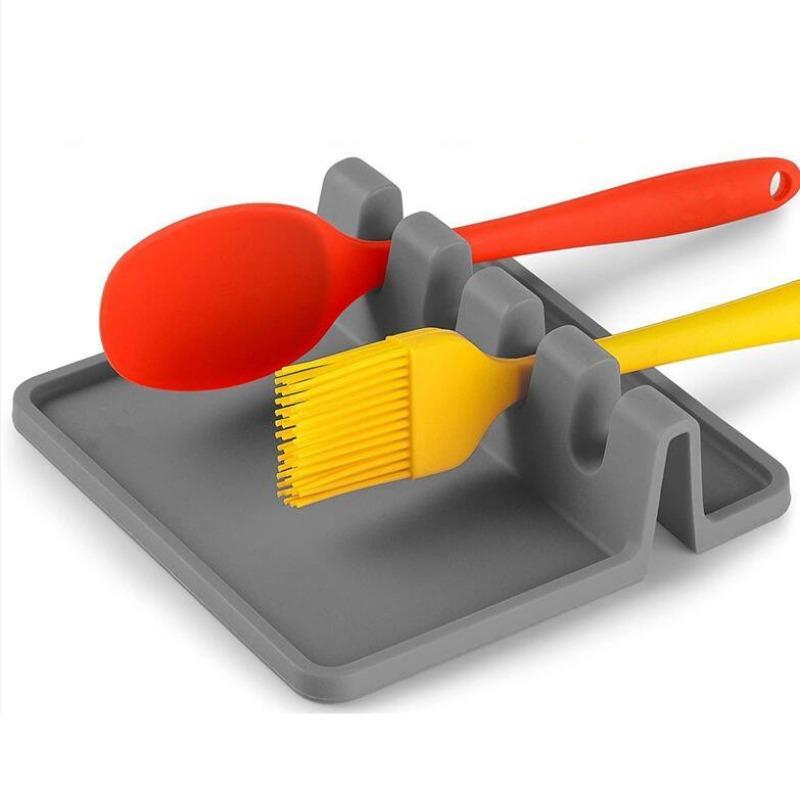 Silicone Spoon Holder, Multifunctional Kitchen Utensils Strainer Holder, Heat Resistant Spoon & Fork Holder, Kitchen Utensils & Gadgets