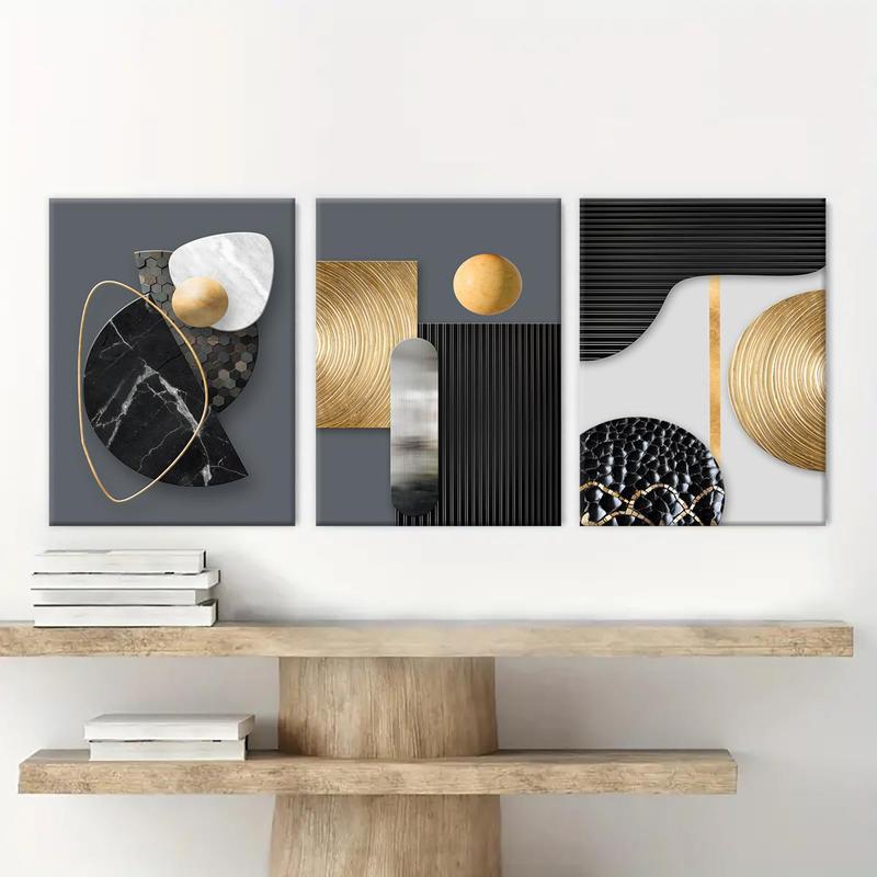 Wooden Framed Canvas Painting, 3 Counts Modern Abstract Canvas Wall Art, Wall Decor for Home Living Room Bedroom Office