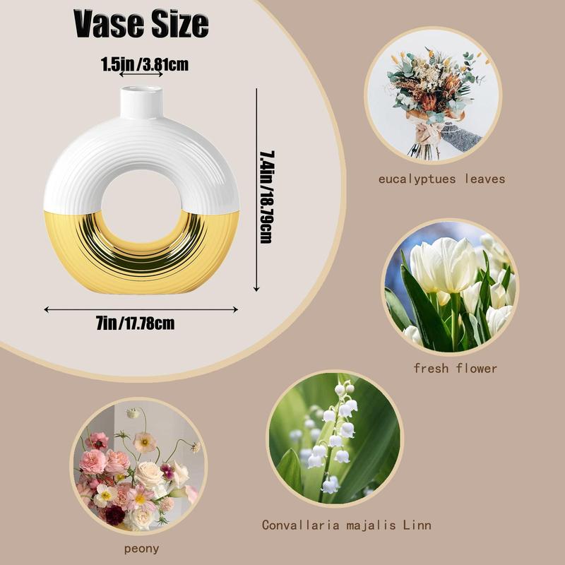 Ceramic Flower Vase, 1 Count Modern Round Design Simple Vase, Spring Decor 2024 for Home Desktop