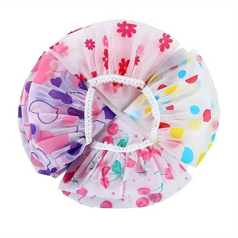 Random Color Reusable Shower Cap, 5 Counts Waterproof Bathing Cap, Elastic Bathing Hat for Women, Bathroom Supplies for Home and Hotel