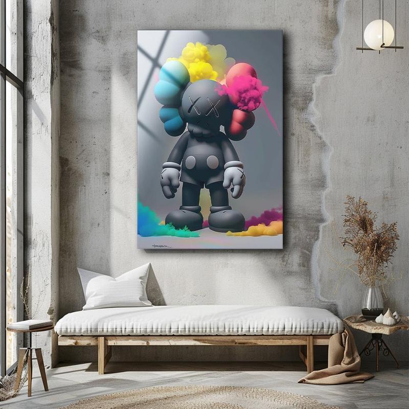 Kaws Wall Decor , Tempered Glass Wall Art , Kaws Art Glass Printing , Wall Hanging , Kids Room Decor Poster Retro