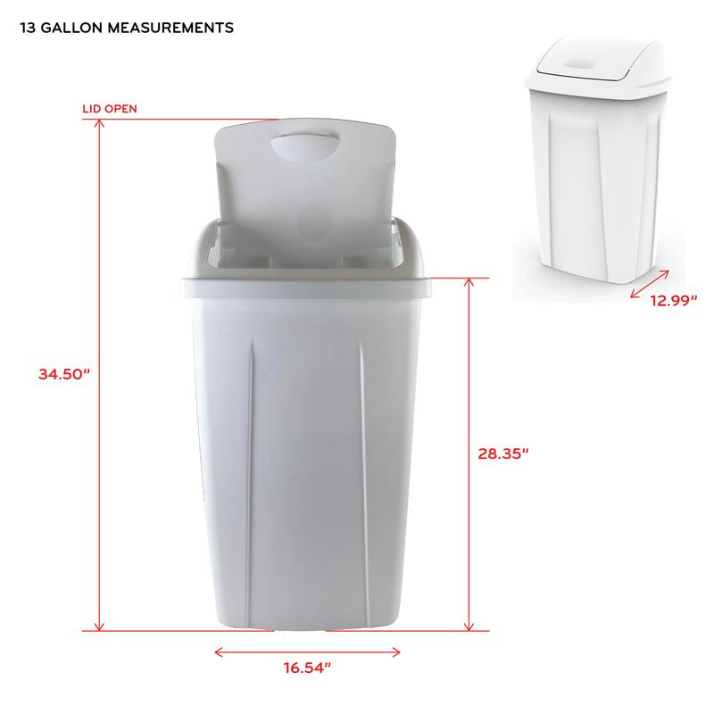 2024 Mainstays 13 Gallon Trash Can, Plastic Swing Top Kitchen Garbage Trash Can, Black, 12.5