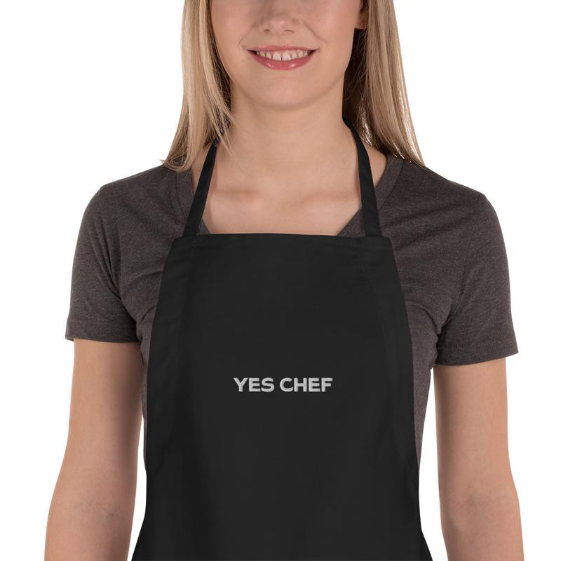 Yes Chef Embroidered Apron in Black | The Bear FX with Two Front Pockets for your Kitchen Accessory Adjustable Cotton Stylish and Trendy Apron | The Bear Season 3