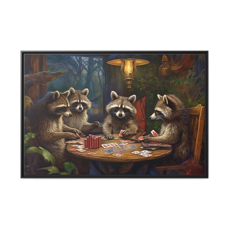 Raccoons Playing Poker - Game Room Wall Art Poker Room Decor Man Cave Unframed