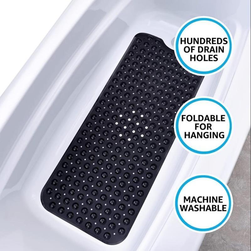 Solid-color Non-slip Bathtub Mat, 1 Count Extra-long Bathtub Massage Mat, Bathtub Mat with Suction Cup Design for Safe Showering, Special Non-slip Bathroom Mat for Bathtubs, Non-slip Bathroom Mat for Children, The Elderly and The Disabled, Washable Carpet