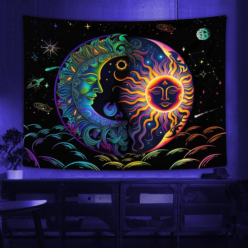 Moon & Sun Pattern Tapestry, Modern Wall Hanging, Hanging Tapestry, Wall Art Decor for Home Living Room Bedroom