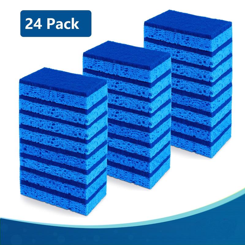 Sponges Kitchen 24pcs, Non-Scratch Scrub Dish Sponges, Safe on Non-Stick Cookware,Dual Sided Cleaning Sponges for Kitchen,Household,Bathroom and More Disposable Magic