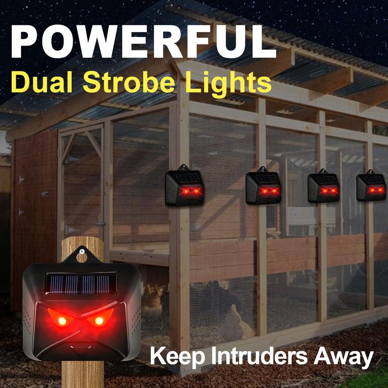 Mowothy Solar Nocturnal Animal Repeller 4 Pack - Effective Repellent Device for Coyote, Deer, Fox, Raccoon, Skunk - Powerful Outdoor Coyote Deterrent - Predator Lights for Chicken Coop, Farm, Yard, Garden