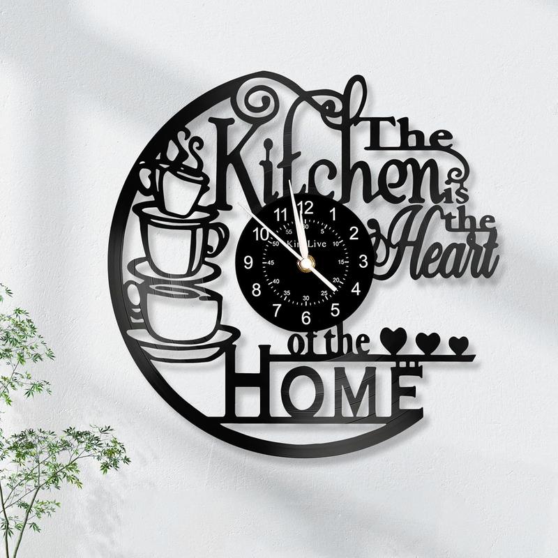 12 inch kitchen vinyl record wall clock, kitchen home theme wall clock, coffee bar office decoration