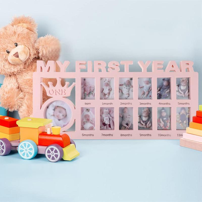 Baby Photo Frame, 0-12 Months Growth Milestone Commemorative Photo Frame, The First Year Baby Souvenirs, Kids Growing Memory Gift