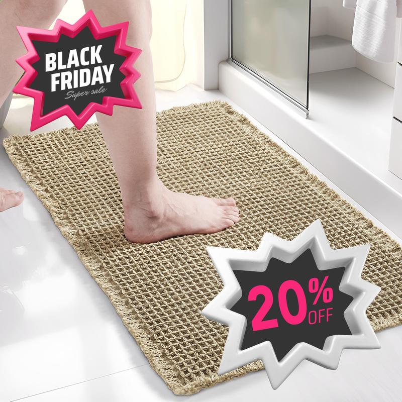 Deconovo Upgraded Waffle Rugs - Super Absorbent, Non-Slip, Machine Washable Bath Mats for Bathroom, Hallway, Kitchen, Bedroom, and Entryway