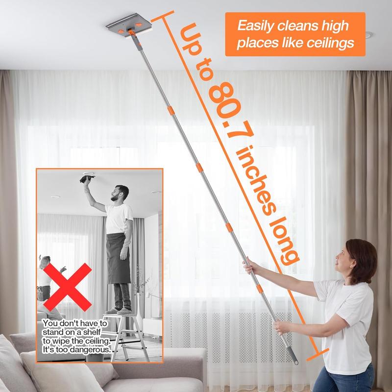 Wall Cleaning Mop, 10 12pcs set Rotating Triangle Floor Spin Mop, Cleaning Mops That Separate Water, Ceiling Cleaner, Shed, Window  Floor Mop Washing Tool with Extend Rod, Original Family Home Set, Boyfriend Gifts