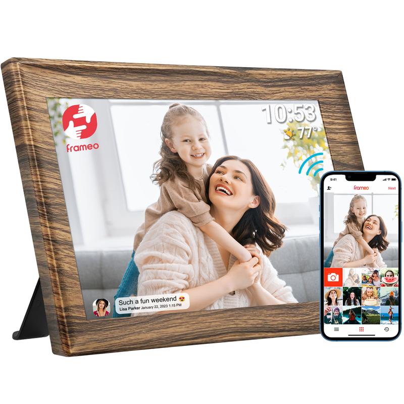 [Black Friday] Christmas Gift FRAMEO 10.1 Inch Smart WiFi Digital Photo Frame 1280x800 IPS LCD Touch Screen, Built-in 32GB, Auto-Rotate Portrait and Landscape, Share Moments Instantly via Frameo App from Anywhere