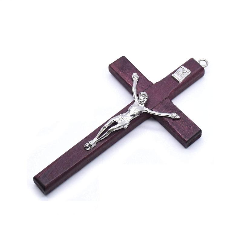 Catholic Crucifix Wall Cross 3 Pack, Small Wooden Cross with Jesus for Home Decor, 4.7 inches