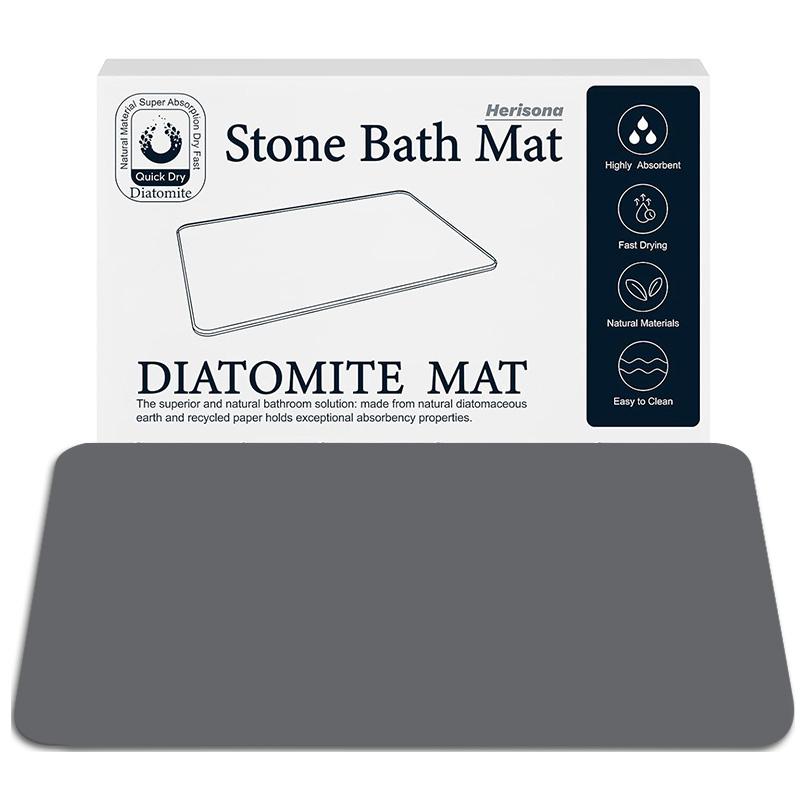 Stone Bath Mat Diatomaceous Earth Shower Mat Stone Super Absorbent Diatomite Stone Bath Mats for Bathroom Quick-Drying Non-Slip Barhroom Floor Mat, Easy to Clean (24 * 16'')