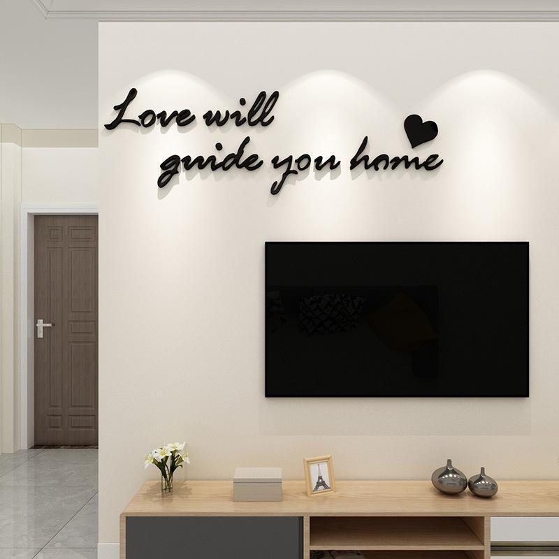 Love Will Guide You Home Letter Pattern Wall Sticker, 1 Count 3D Self Adhesive Wall Decal, Decorative Sticker for Home Living Room Bedroom