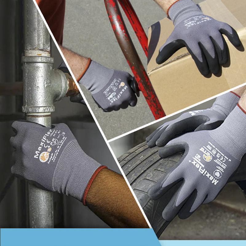 Maxi Flex Ultimate 34874 Foam Nitrile Work Gloves - 12 Pairs for Cleaning & Durability, Enhanced PIP Protection