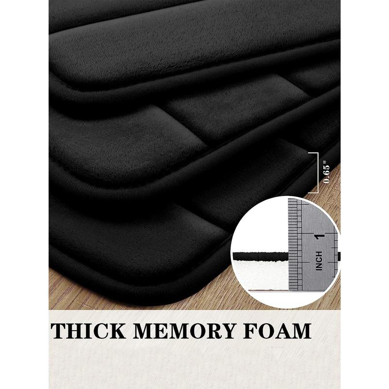 3pcs Set Memory Foam Stripe Bathroom Mat Set Including Non-Slip Absorbent Bath Mat And Soft Quick-Dry Bathroom Rug