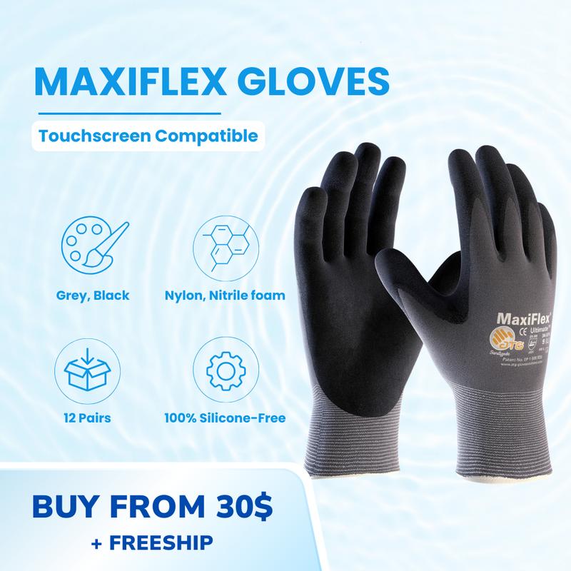 MaxiFlex Pro Grip Gloves 34-874 M,L,XL – Advanced Nitrile-Coated Work Gloves (12-Pack) | Superior Grip, Abrasion Resistance & Comfort | Perfect For Precision Tasks, Heavy-Duty Work & Industrial Jobs In Spain Cleaning