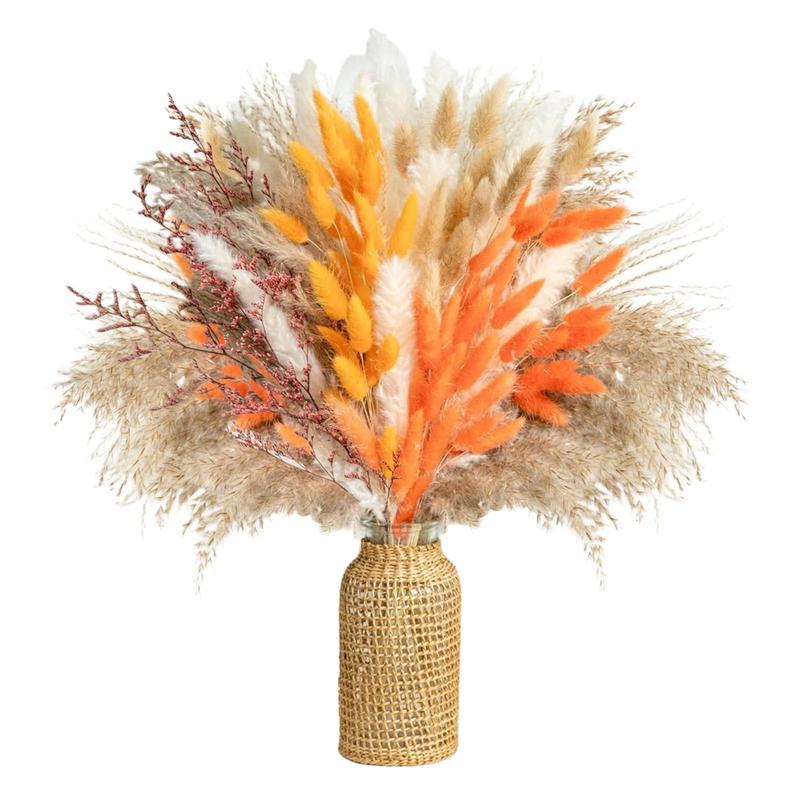 100 Pcs Dried Pampas Grass Bouquet - Perfect for DIY Arrangements and Home Decor Decoration Decorative Fruit