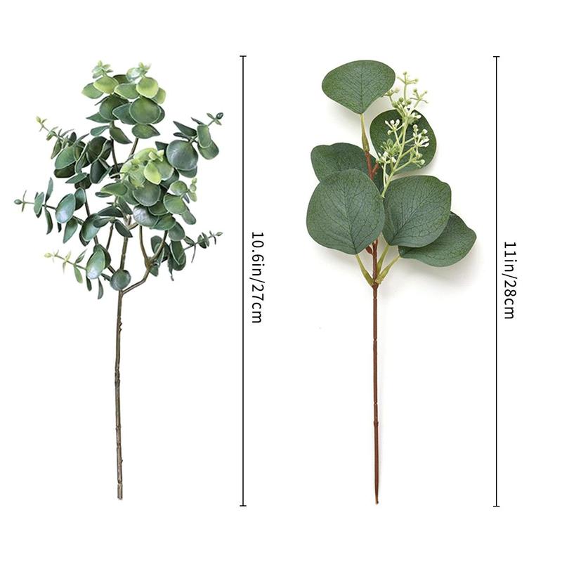 Mixed Eucalyptus Leaves Stems, 10pcs Home Decor Products Artificial Decorative Flowers & Plants, Faux Eucalyptus Leaves for Home & Wedding Party Farmhouse Decor, Home Decor Living Room