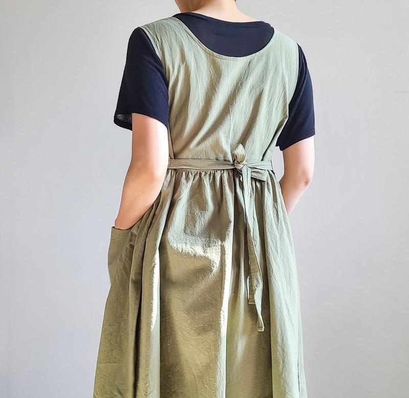 5 colors kitchen apron with pockets - vintage style japanese aprons plus size, Side Open