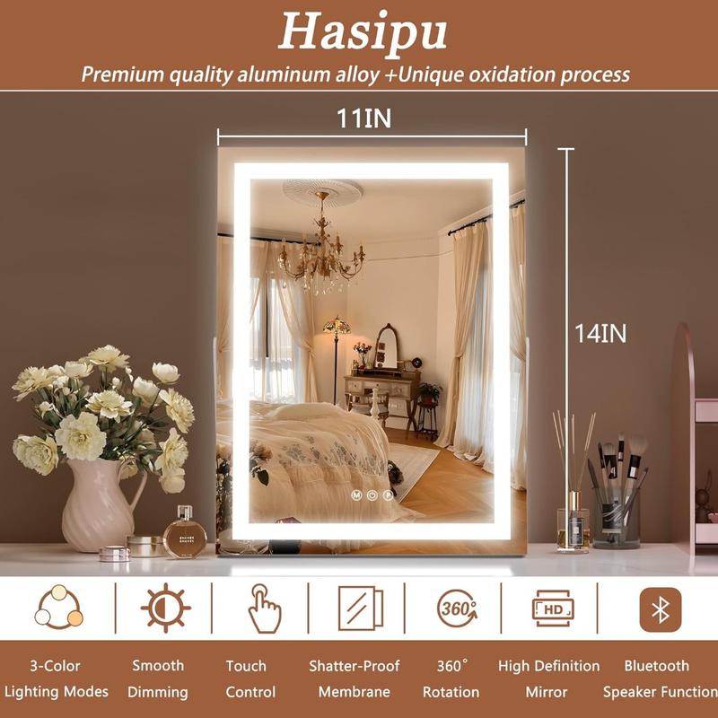 Hasipu Vanity Mirror with Lights and Bluetooth, 11