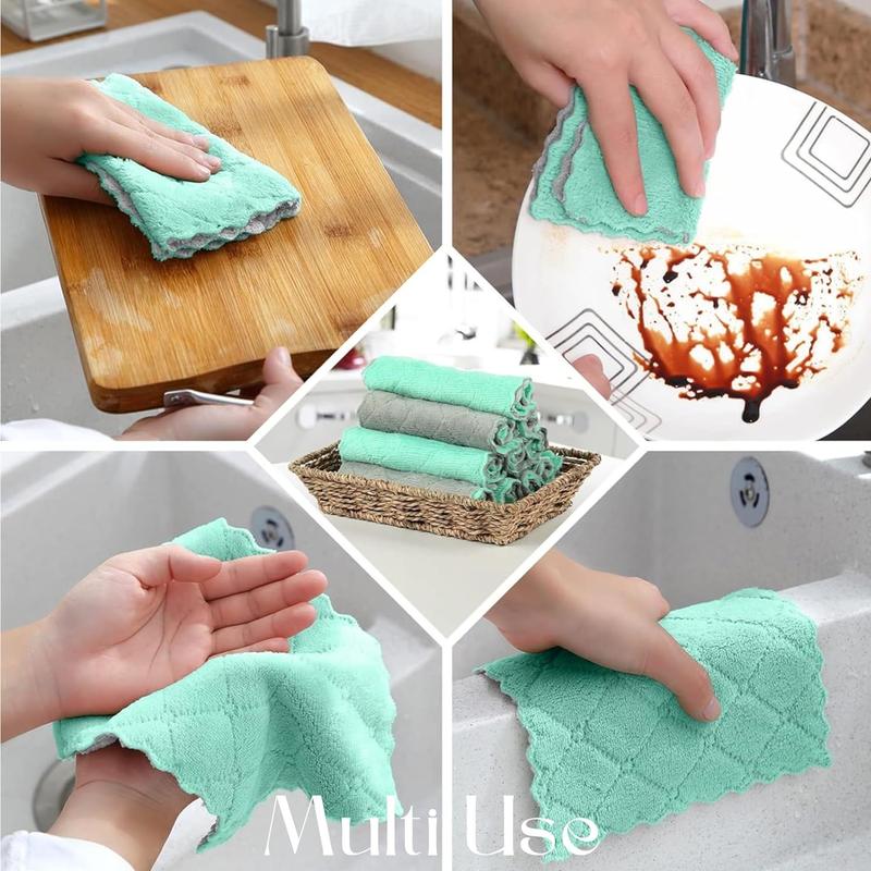 24 Pack Microfiber Kitchen Towels, Dish Cloths, Cleaning Rags, Kitchen Cleaning Towels, Ultra Soft Absorbent Fleece Hand Smooth Velvet Household Wipe