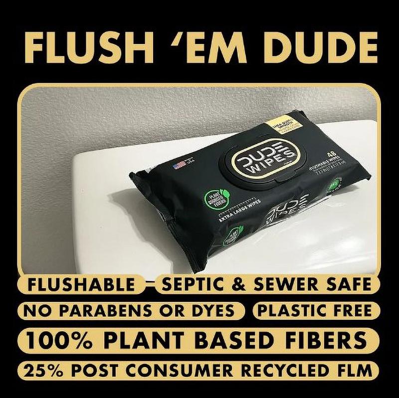 DUDE Flushable Wipes, Extra Large Shea BUTTer Smooth Wet Wipes, 240 Count