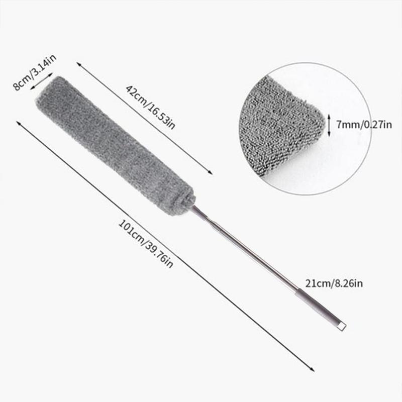 Retractable Gap Dust Cleaner, Microfiber Hand Duster, Under Fridge & Appliance Duster, Telescopic Dust Brush for Wet and Dry, Cleaning Tools for Home Bedroom Kitchen (55.2in, Grey)